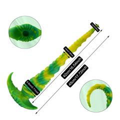Dildo de Fantasía Tentaculo de Pulpo Flexible Verde y Amarillo de 45 cm