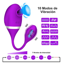 Bala Vibradora con Sucionador de Clítoris y Estimulador Tipo Lengua GM02Pro