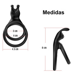 Anillo de Pene Retardador de Eyaculación con Estimulador Doble de Clítoris