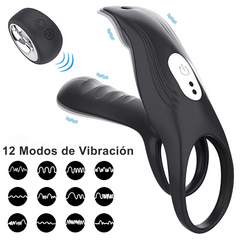 Vibrador Retardante de Eyaculación con Anillo Doble para Pene y Estimulador de Clítoris Tipo Orejitas de Conejo Con Control Remoto SJH14