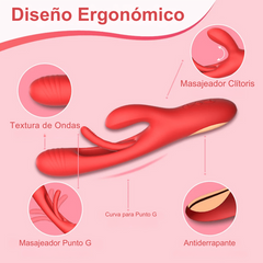 Dildo Vibrador con Estimulador de Clítoris y Masajeador de Punto G y Paredes Vaginales Tipo Lengueta
