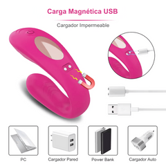 Vibrador Doble Forma de U con Estimulador de Clítoris y Punto G con Control Rémoto CD12