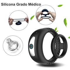 Anillo Vibrador Retardante de Eyaculación para Pene y Testiculos con Estimulador de Clítoris