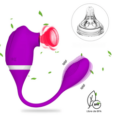 Bala Vibradora con Sucionador de Clítoris y Estimulador Tipo Lengua GM02Pro