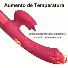 Dildo Vibrador con Estimulador de Clítoris Tipo Lengua con Doble Motor y Cabeza Flexible ZD058