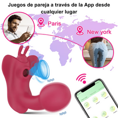 Consolador Estimulador de Clítoris con Succionador y Control de Aplicación por Bluetooth para Parejas CD16