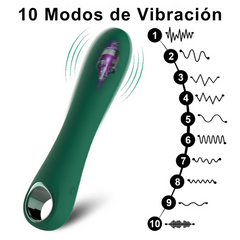 Dildo Vibrador Tipo Varita de Suave Silicona con 10 Modos de Vibración