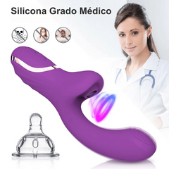 Dildo Vibrador con Succionador de Clítoris y Estimulador de Punto G