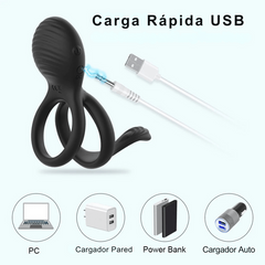 Anillo Vibrador Retardante de Eyaculación con Estimulador de Clítoris y Control Remoto con 7 Modos de Vibración