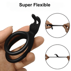 Anillo de Pene Retardador de Eyaculación con Estimulador Doble de Clítoris