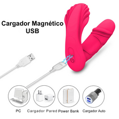Vibrador de Clítoris con Dildo Retráctil con Control Remoto