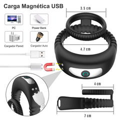 Anillo Vibrador Retardante de Eyaculación para Pene y Testiculos con Estimulador de Clítoris