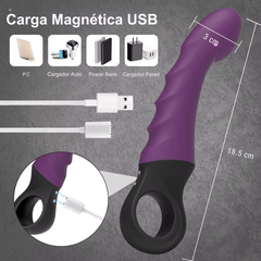 Consolador Forma de Pene con Vibrador en Cabeza Flexible con Textura y Sujetador ZD017