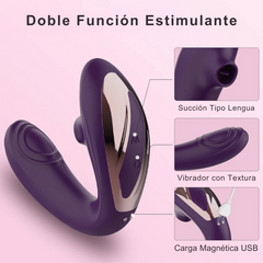 Consolador Vibrador con Textura y Succionador de Clítoris a Control Remoto