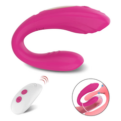 Vibrador Doble Forma de U con Estimulador de Clítoris y Punto G con Control Rémoto CD12