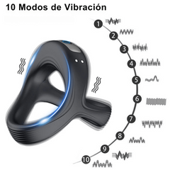 Anillo Vibrador Retardante de Eyaculación con 10 Estilos de Vibración