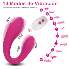 Vibrador Doble Forma de U con Estimulador de Clítoris y Punto G con Control Rémoto CD12