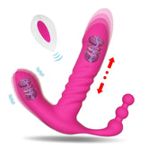 Dildo Vibrador con Crecimiento Automático y con Estimulador Anal y Estimulador de Clítoris con Control Remoto