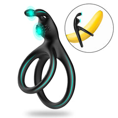 Anillo de Pene Retardador de Eyaculación con Estimulador Doble de Clítoris