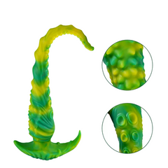 Dildo de Fantasía Tentaculo de Pulpo Flexible Verde y Amarillo de 35 cm