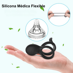 Anillo Vibrador Retardante de Eyaculación con Estimulador de Clítoris y Control Remoto con 7 Modos de Vibración