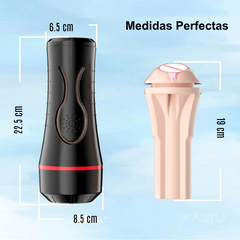 Copa Masturbadora con Vibrador para Pene Forma Vaginal y Textura Real