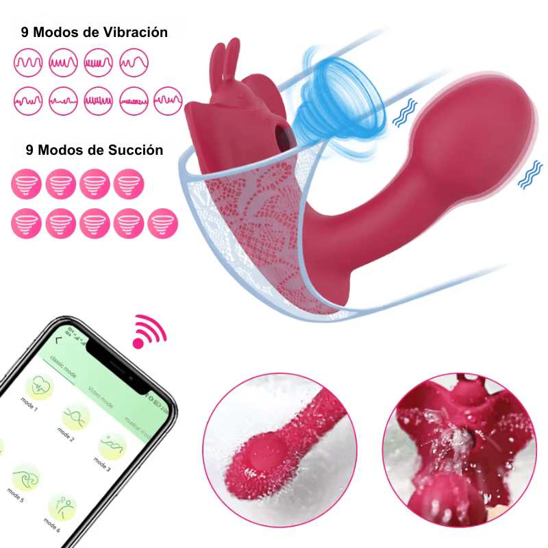 Consolador Estimulador de Clítoris con Succionador y Control de Aplicación por Bluetooth para Parejas CD16